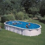 Piscine ovale acier 10, 20m x 5, 75m x h: 1, 32m - filtration  sable - sans renforts apparents