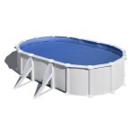 Piscine ovale acier 5, 27m x 3, 27m x h: 1, 32m - filtration � sable - renforts apparents