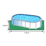 Piscine ovale acier 7, 44m x 3, 99m x h: 1, 32m - filtration � sable - sans renforts apparents