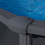 Piscine ovale acier 7, 44m x 3, 99m x h: 1, 32m - gris anthracite - filtration � sable - renforts apparents ...