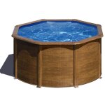 Piscine ronde acier Ø2, 60m x h: 1, 22m - imitation bois - filtration � sable