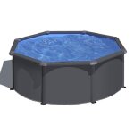Piscine ronde acier Ø3, 20m x h: 1, 22m - gris anthracite - filtration  sable