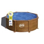 Piscine ronde acier Ø3, 70m x h: 1, 32m - imitation bois - filtration � sable