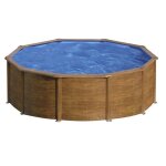Piscine ronde acier Ø4, 80m x h: 1, 22m - imitation bois - filtration � sable