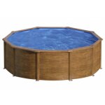 Piscine ronde acier Ø4, 80m x h: 1, 32m - imitation bois - filtration � sable
