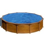 Piscine ronde acier Ø5, 70m x h: 1, 32m - imitation bois - filtration � sable