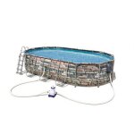 Piscine tubulaire ovale power steel 6. 10 x 3. 66 x h. 1. 22 - comfort jet - motif pierre