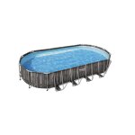 Piscine tubulaire ovale power steel 7. 32 x 3. 66 x h. 1. 22 m - d�cor bois
