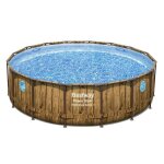Piscine hors sol ronde power steel swimvista effet bois avec hublots - 488 x 122 cm