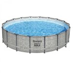 Piscine hors sol steel pro max ronde 549 x 122 cm effet pierre
