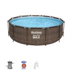 Piscine hors sol steel pro max ronde effet rotin 366 x 100 cm