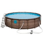 Piscine hors - sol tubulaire bestway power steel imitation rotin 488x122 cm epurateur  cartouche de ...