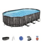 Piscine tubulaire ovale power steel 6. 10 x 3. 66 x h. 1. 22 m - dcor bois