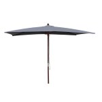 Pise - parasol en bois rectangulaire toile grise Pise - parasol en bois rectangulaire toile grise