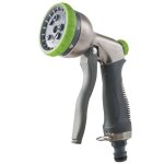 Pistolet mtal avec pomme darrosage multijets et revtement soft - touch.
