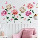 Pivoine wall sticker rose wall sticker d�coration murale salon chambre couloir tv mur