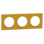 Plaque de finition 3 postes schneider electric odace kvadrat s520806ky coloris jaune avec liser� blanc ...