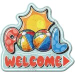 Plaque en mtal  bienvenue  la piscine  - dcoration murale vintage amusante pour piscine, plage, ...