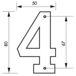 Plaque signal�tique chiffre 4 hauteur 80mm noir � visser - thirard