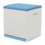 Plastiken coffre cadenassable avec roulettes - 190 l - fonctionnel et esth�tique - beige et bleu