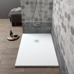 Plateau de douche 140x80cm en resine blanche + couvre bonde muse