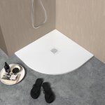 Plateau de douche angulaire 90x90 en resine blanche fine muse