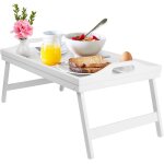 Plateau de lit avec pieds pliables, plateau de service en bois pour lit, tv, bureau, ordinateur portable, ...