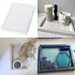 Plateau de pot de fleur rectangulaire, 1 pi�ce, moule en r�sine epoxy, assiette de rangement, plateau ...