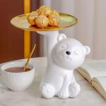 Plateau de rangement de statue d'ours polaire cratif, figurine en rsine, sculpture, organisateur de ...