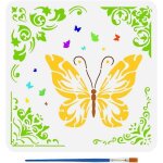 Pochoir de peinture de bordure de papillon avec 1 pinceau en plastique 11, 8 x 11, 8 pouces pochoir d'angle ...