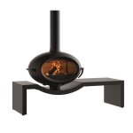 Pole  bois brio sur banc - 7 kw - rdt: 76% - b. 50 cm - 100% fonte - anthracite