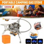 Po�le a gaz d'ext�rieur 5800w, camping, br�leur a gaz, coupe - vent, pliable, portable, a trois br�leurs, ...