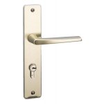 Poign�es doubles - pour rosace ou plaque - alu champagne - riviera vachette