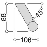 Poign�e inclin�e porte battante - inox - 500 mm - 32 mm - stg 522 - 32 normbau