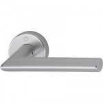 Poign�e de porte double sur rosaces rondes stockholm finition inox - bec de cane hoppe