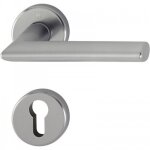 Poign�e de porte double sur rosaces rondes stockholm finition inox - cl� i hoppe