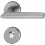 Poign�e de porte double sur rosaces rondes stockholm finition inox - � condamnation avec voyant hoppe ...