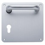 Poign�e de porte pali�re sur plaque carr�e - cl� i - vittel aluminium duval