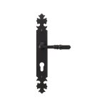 Poign�es de porte sur plaque - fer noir - cl� i - bourgogne bouvet