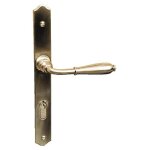 Poign�es de porte sur plaque - laiton patin� - condamnation - nevers bouvet
