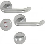 Poign�es de porte sur rosaces rondes paris - aluminium finition inox - condamnation hoppe
