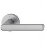 Poign�es de porte sur rosaces rondes hamburg - montage sans vis - inox - bec - de - cane hoppe