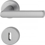 Poign�es de porte sur rosaces rondes hamburg - montage sans vis - inox - cl� l hoppe