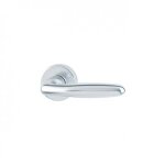 Poign�es de porte sur rosaces rondes verona - aluminium finition argent - bec - de - cane hoppe