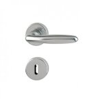 Poign�es de porte sur rosaces rondes verona - aluminium finition inox - cl� l hoppe
