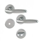 Poign�es de porte sur rosaces rondes verona - aluminium finition inox - condamnation hoppe