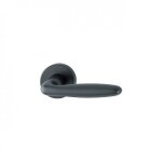 Poign�es de porte sur rosaces rondes verona - aluminium noir mat - bec - de - cane hoppe