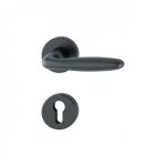Poign�es de porte sur rosaces rondes verona - aluminium noir mat - cl� i hoppe