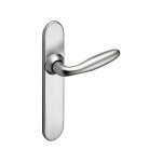 Poign�es sur plaques bec - de - cane - aluminium chrom� velours - op�ra vachette