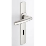 Poign�es sur plaques bec - de - cane - aluminium chrom� velours - scult vachette